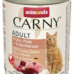 Markenware Sparpaket 24 x 800 g Animonda Carny Adult Huhn, Pute + Entenherzen Katzen Nassfutter